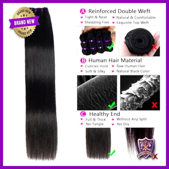 4 Brazilian Virgin Hair Bundles 14-20 Inch Straight Quick Weave main image 4